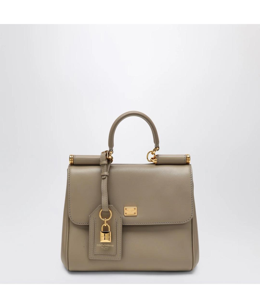 DOLCE&GABBANA Бежевая кожаная сумка тоут, фото 3