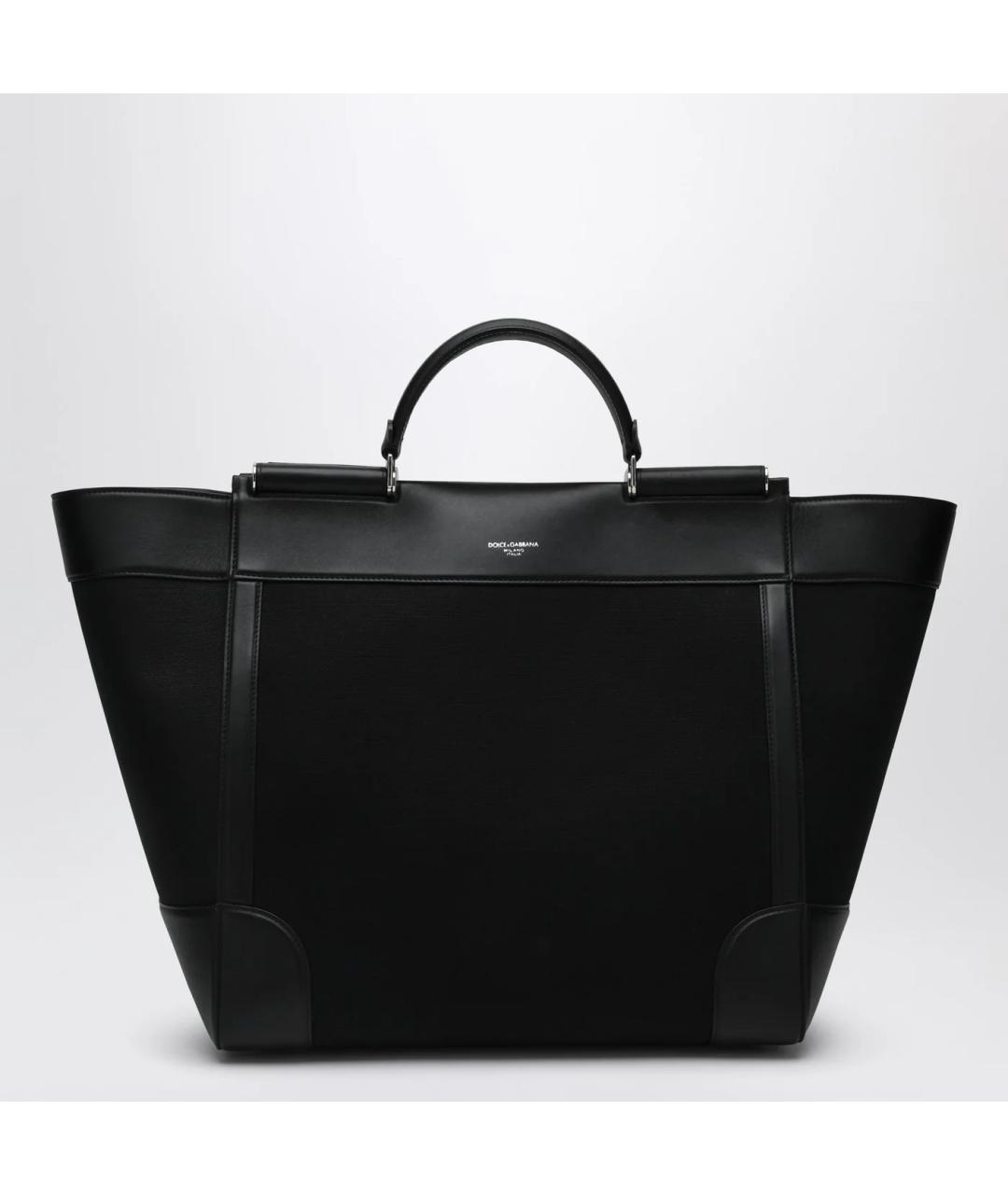 DOLCE&GABBANA Черная тканевая сумка тоут, фото 3