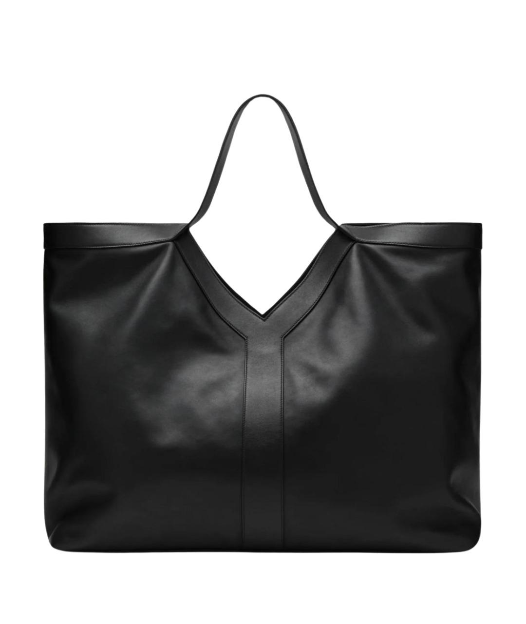 SAINT LAURENT Черная кожаная сумка тоут, фото 1