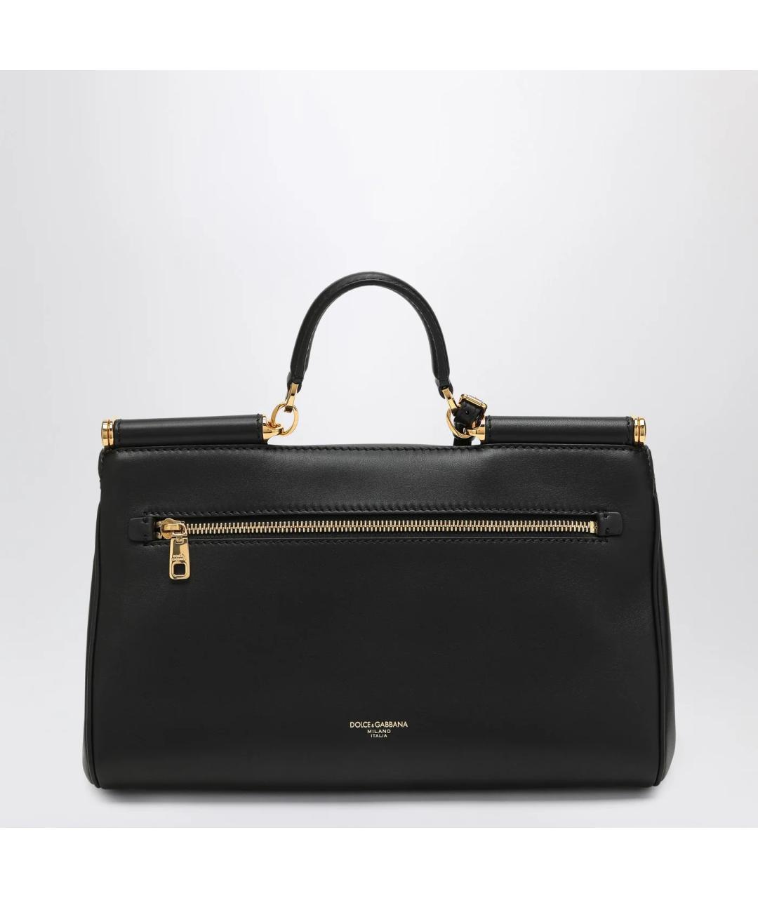 DOLCE&GABBANA Черная кожаная сумка тоут, фото 2