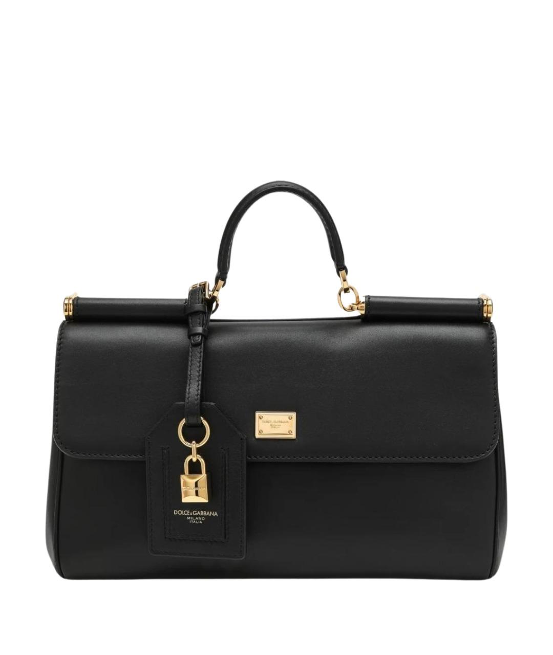 DOLCE&GABBANA Черная кожаная сумка тоут, фото 1