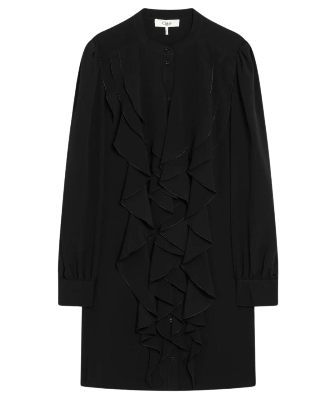 CHLOE Черное шелковое повседневное платье, фото 1