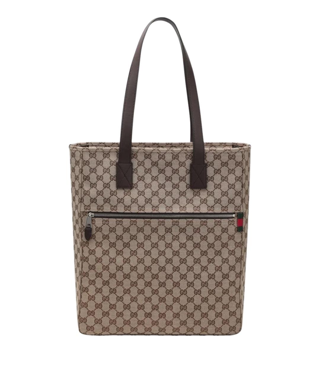 GUCCI Бежевая тканевая сумка тоут, фото 1