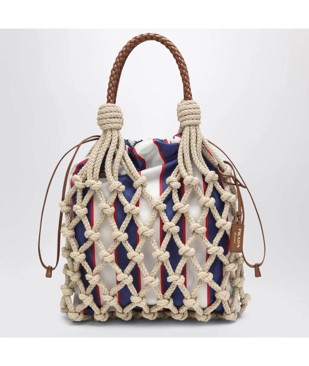 PRADA Бежевая пелетеная сумка с короткими ручками, фото 3