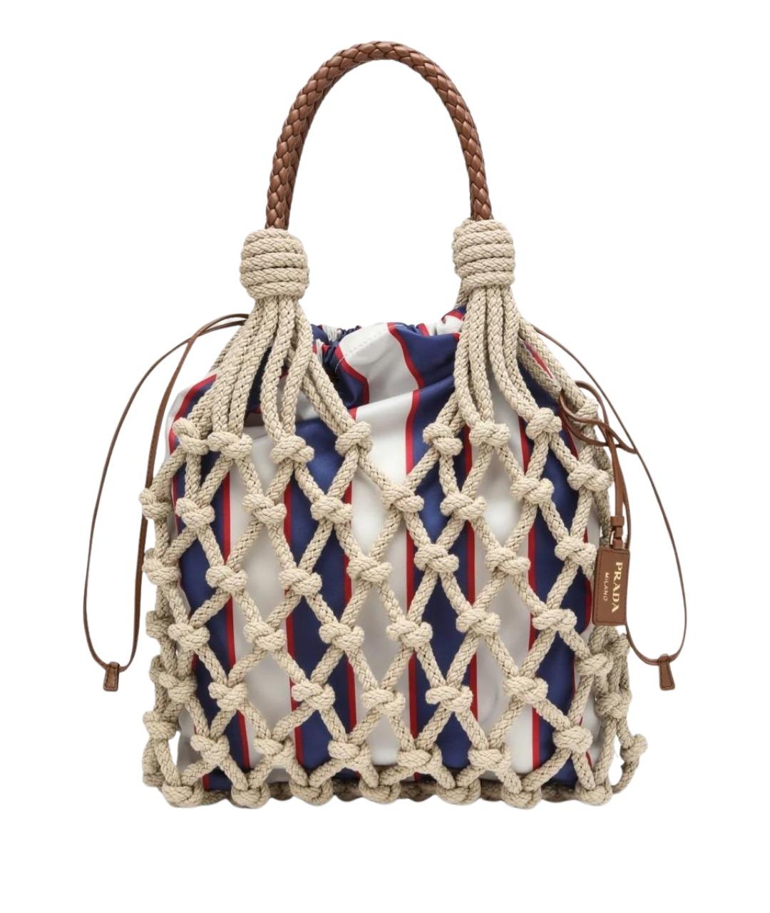 PRADA Бежевая пелетеная сумка с короткими ручками, фото 1