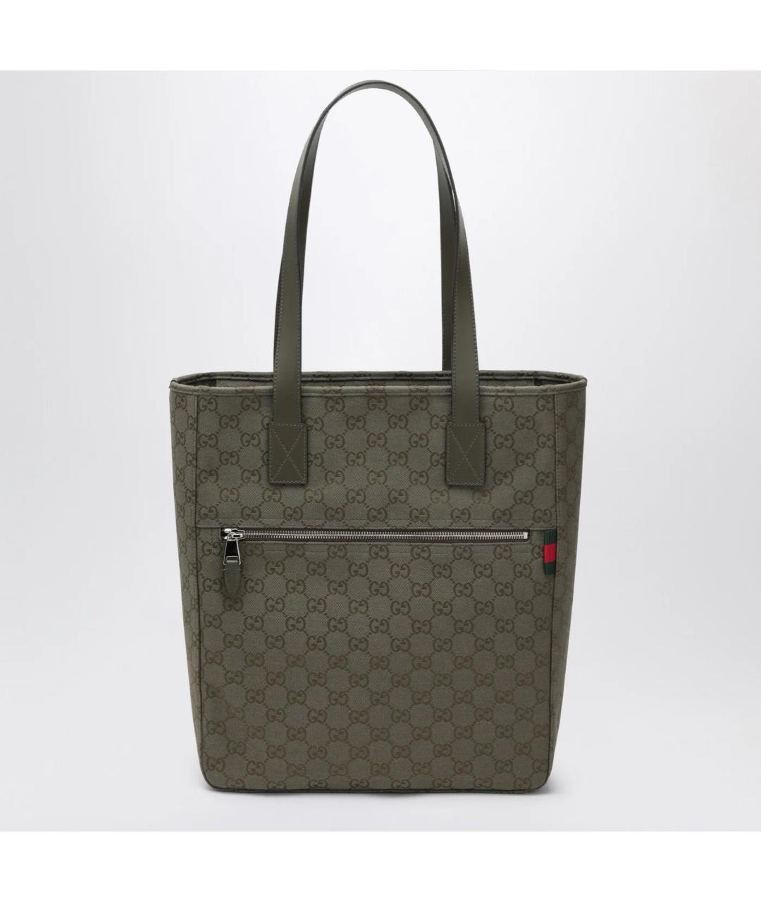 GUCCI Зеленая тканевая сумка тоут, фото 3