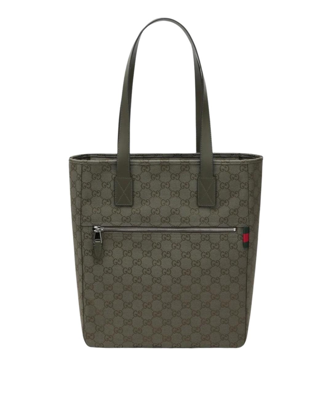 GUCCI Зеленая тканевая сумка тоут, фото 1