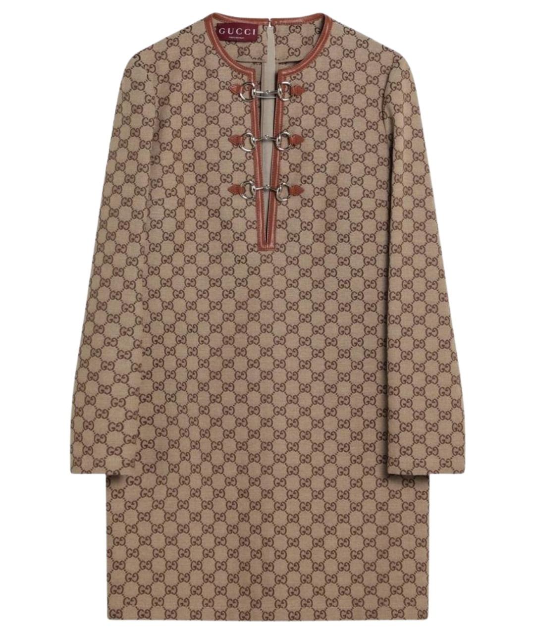 GUCCI Коричневое хлопковое повседневное платье, фото 1