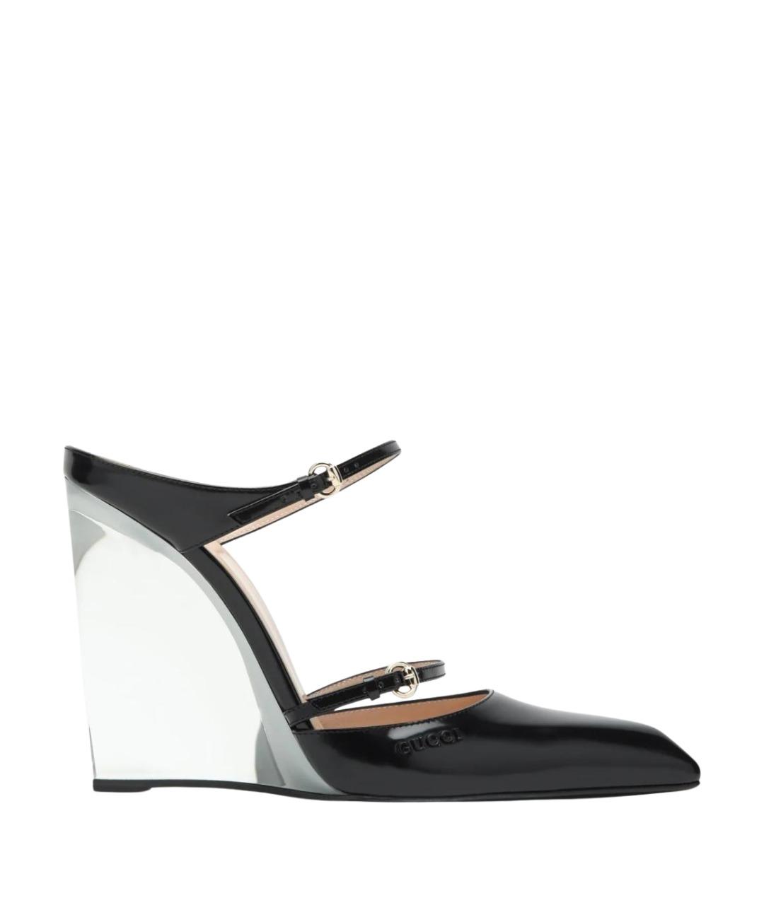 GUCCI Черные мюли из лакированной кожи, фото 1