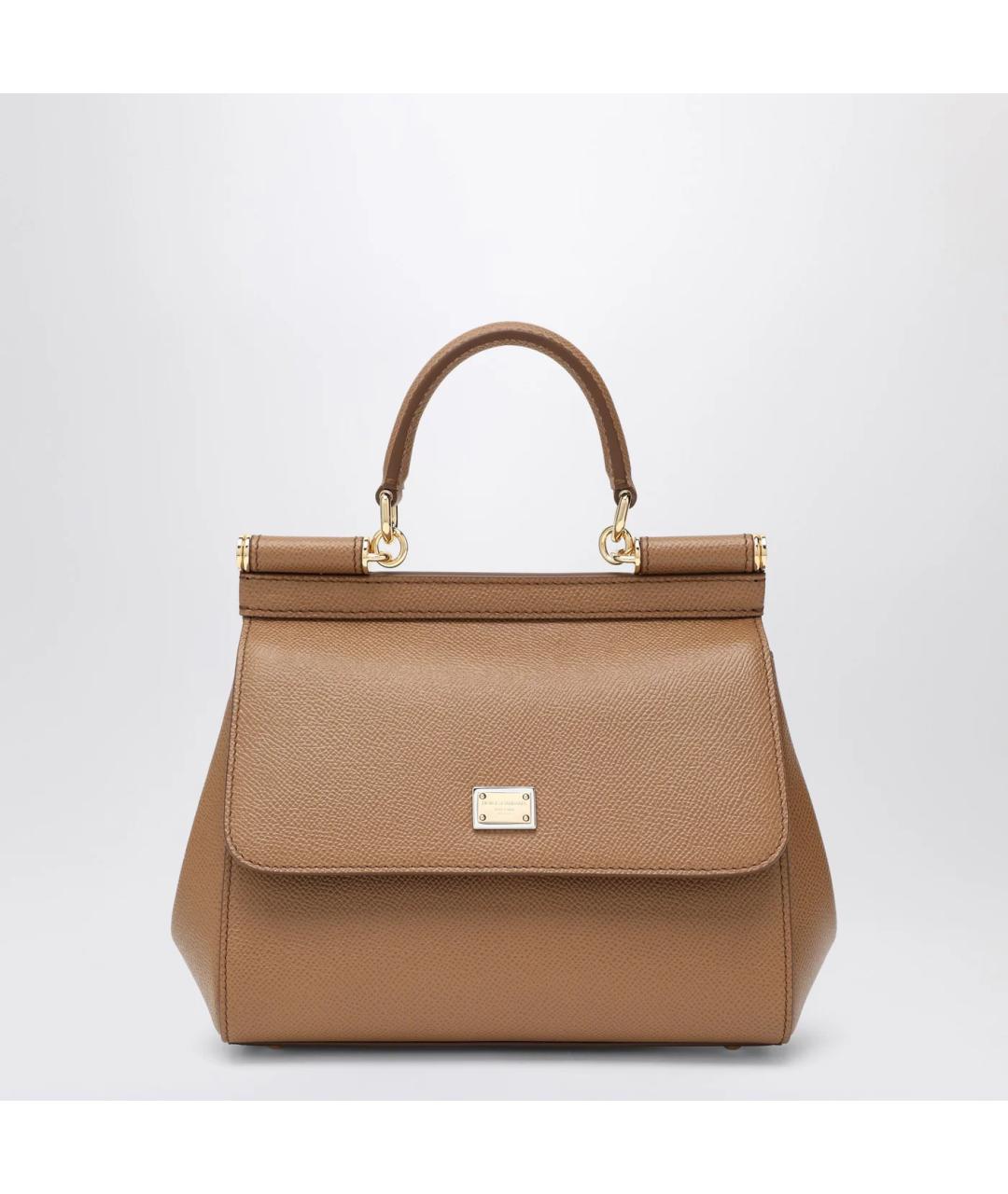 DOLCE&GABBANA Коричневая кожаная сумка тоут, фото 3