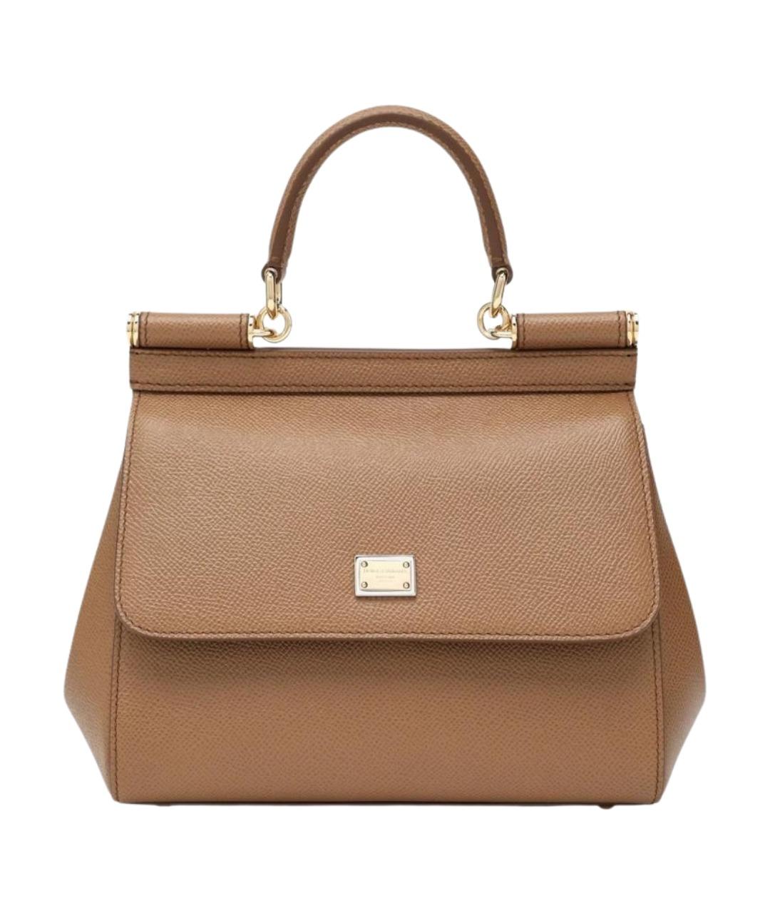 DOLCE&GABBANA Коричневая кожаная сумка тоут, фото 1