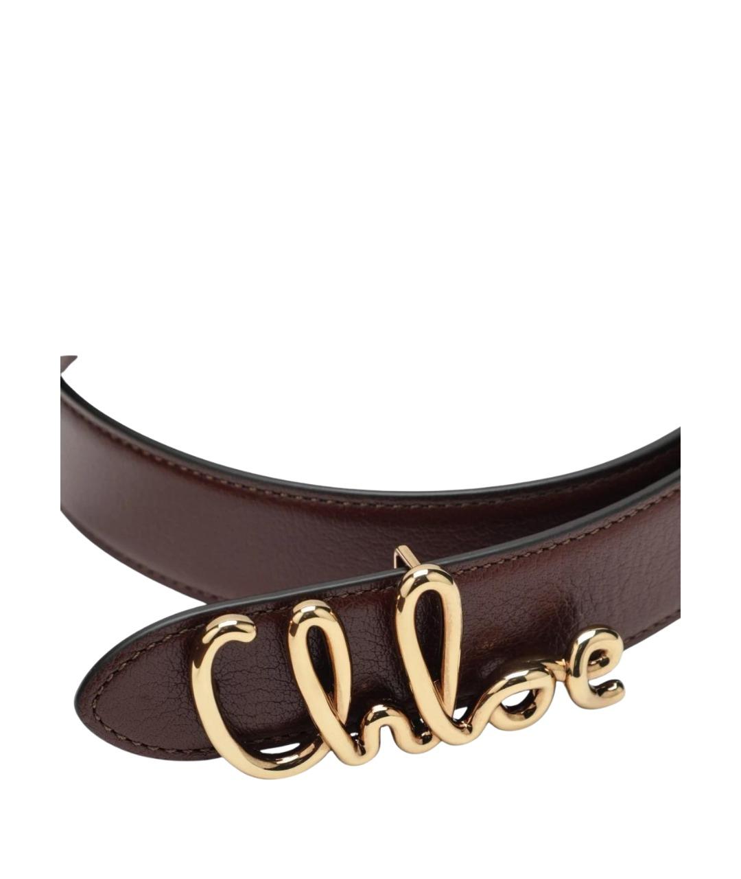 CHLOE Коричневый кожаный ремень, фото 2