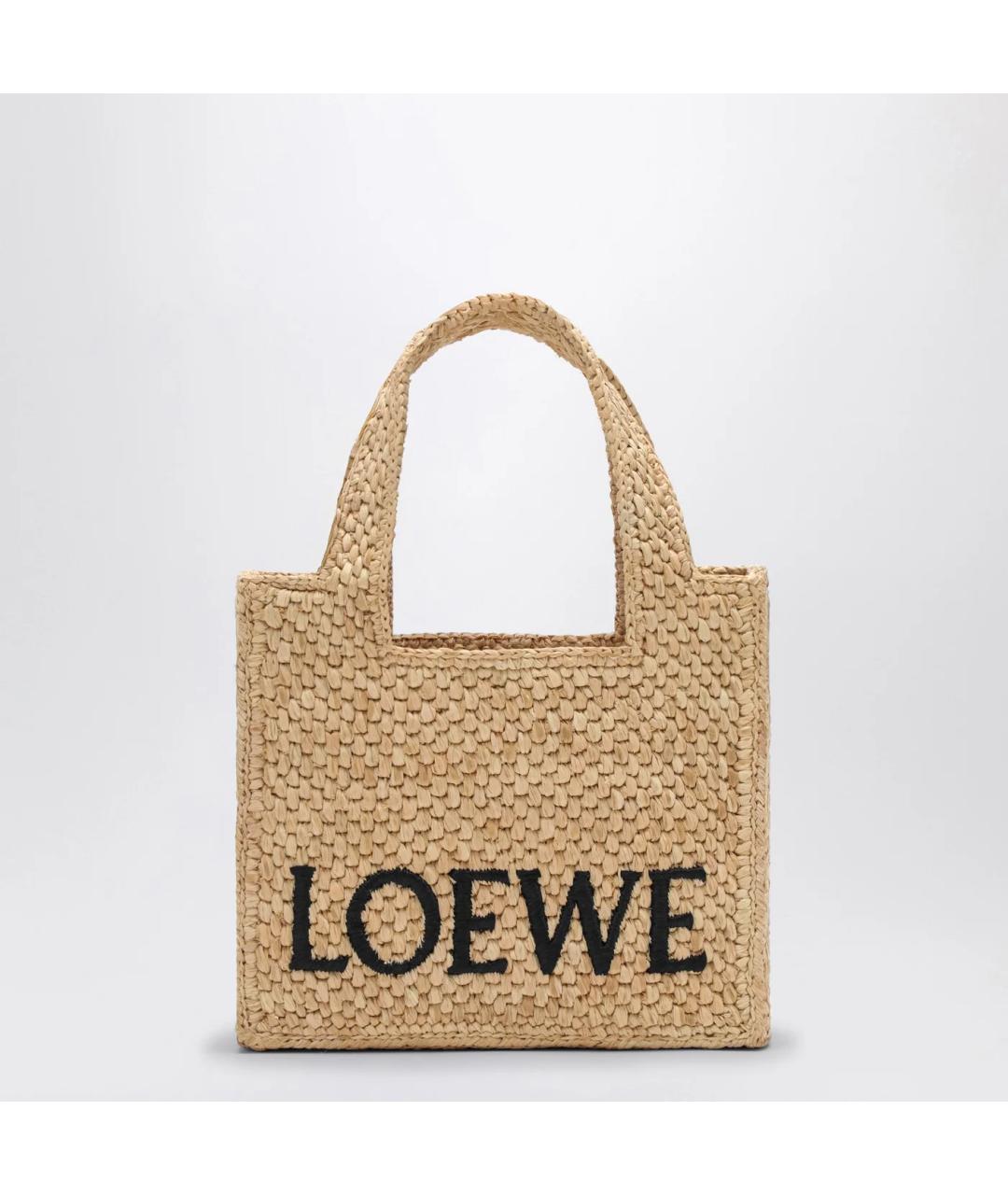 LOEWE Бежевая пелетеная сумка тоут, фото 3