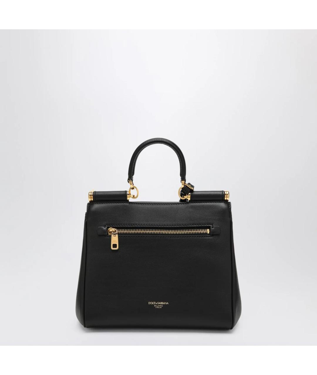 DOLCE&GABBANA Черная кожаная сумка тоут, фото 2