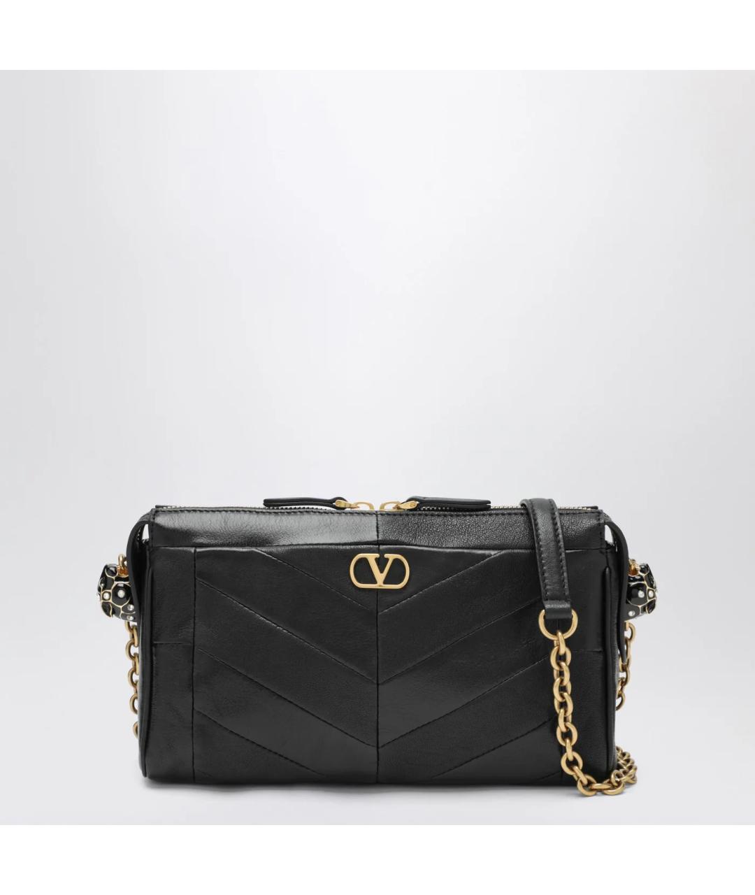 VALENTINO Черная кожаная сумка через плечо, фото 3