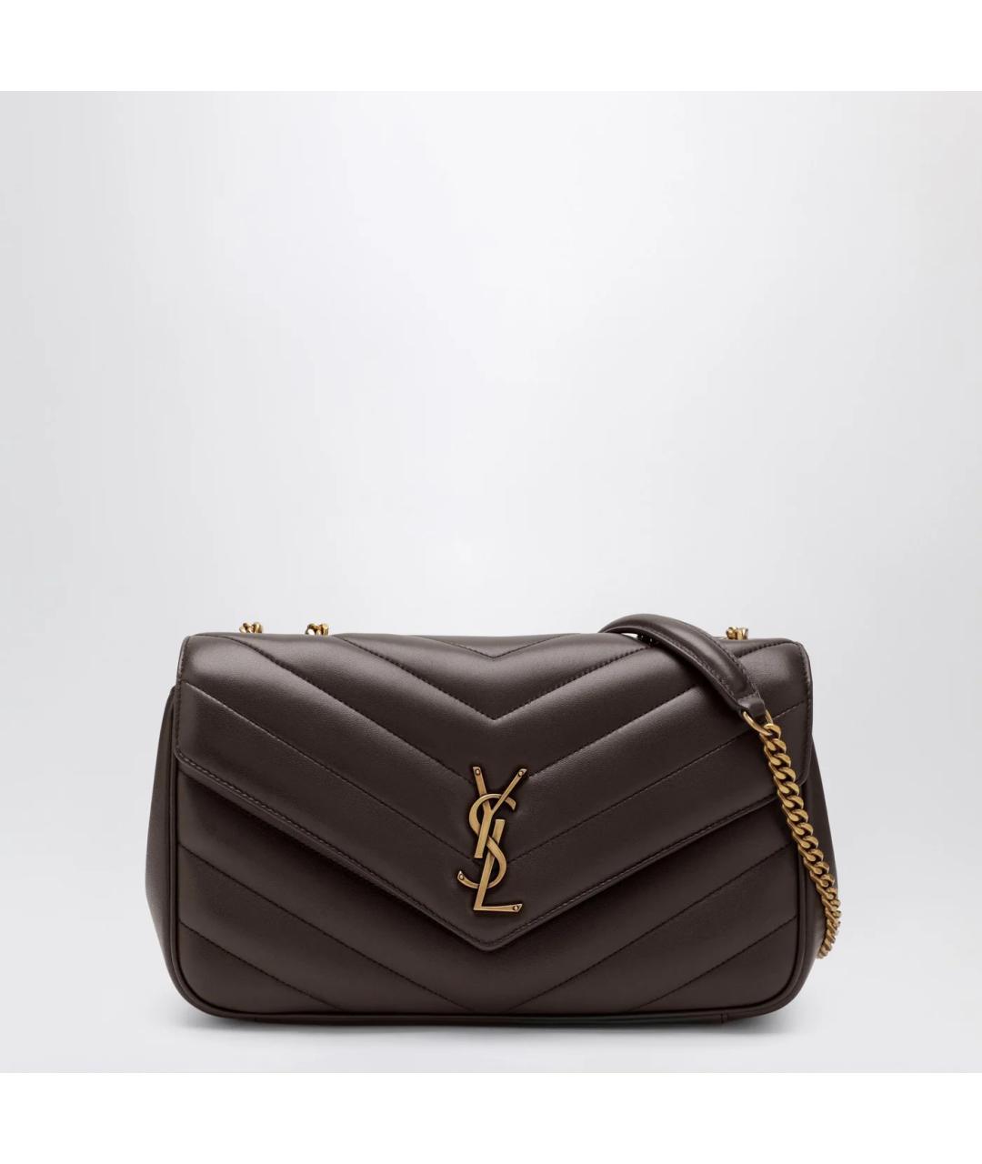 SAINT LAURENT Серая кожаная сумка через плечо, фото 3