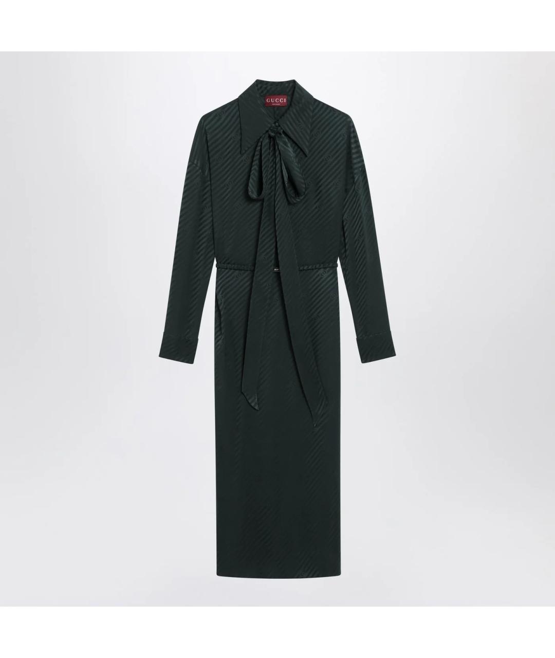 GUCCI Зеленые шелковое повседневное платье, фото 3