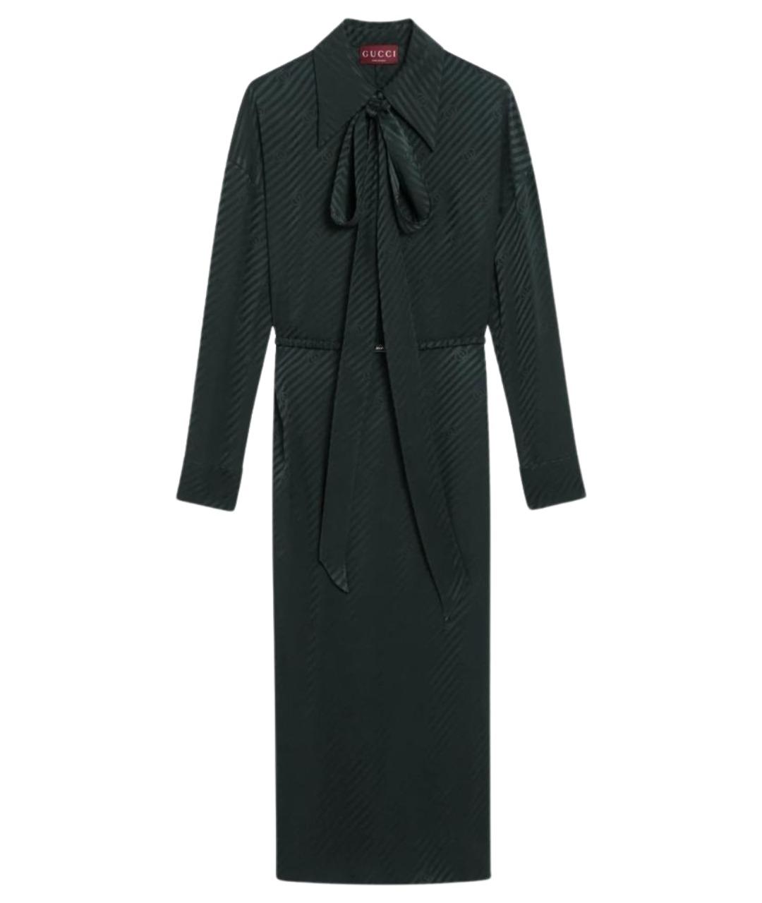 GUCCI Зеленые шелковое повседневное платье, фото 1