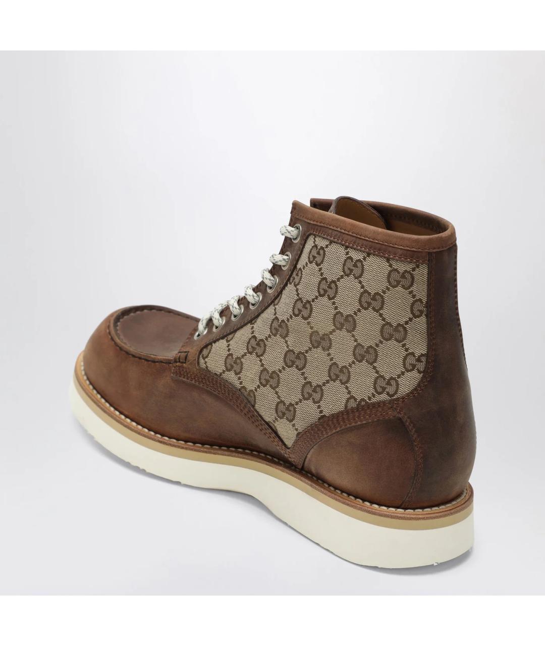 GUCCI Коричневые кожаные высокие ботинки, фото 2