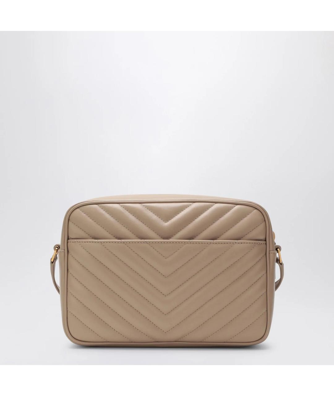 SAINT LAURENT Бежевая кожаная сумка через плечо, фото 2