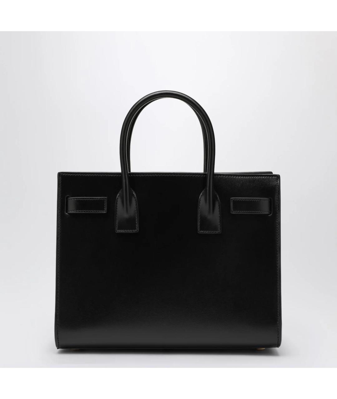 SAINT LAURENT Черная кожаная сумка тоут, фото 2