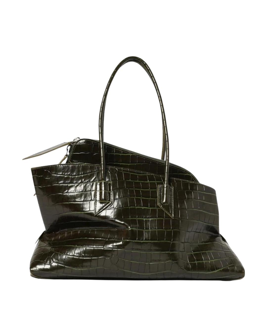 THE ATTICO Зеленая кожаная сумка тоут, фото 1