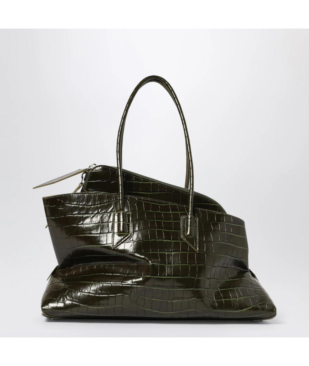 THE ATTICO Зеленая кожаная сумка тоут, фото 3