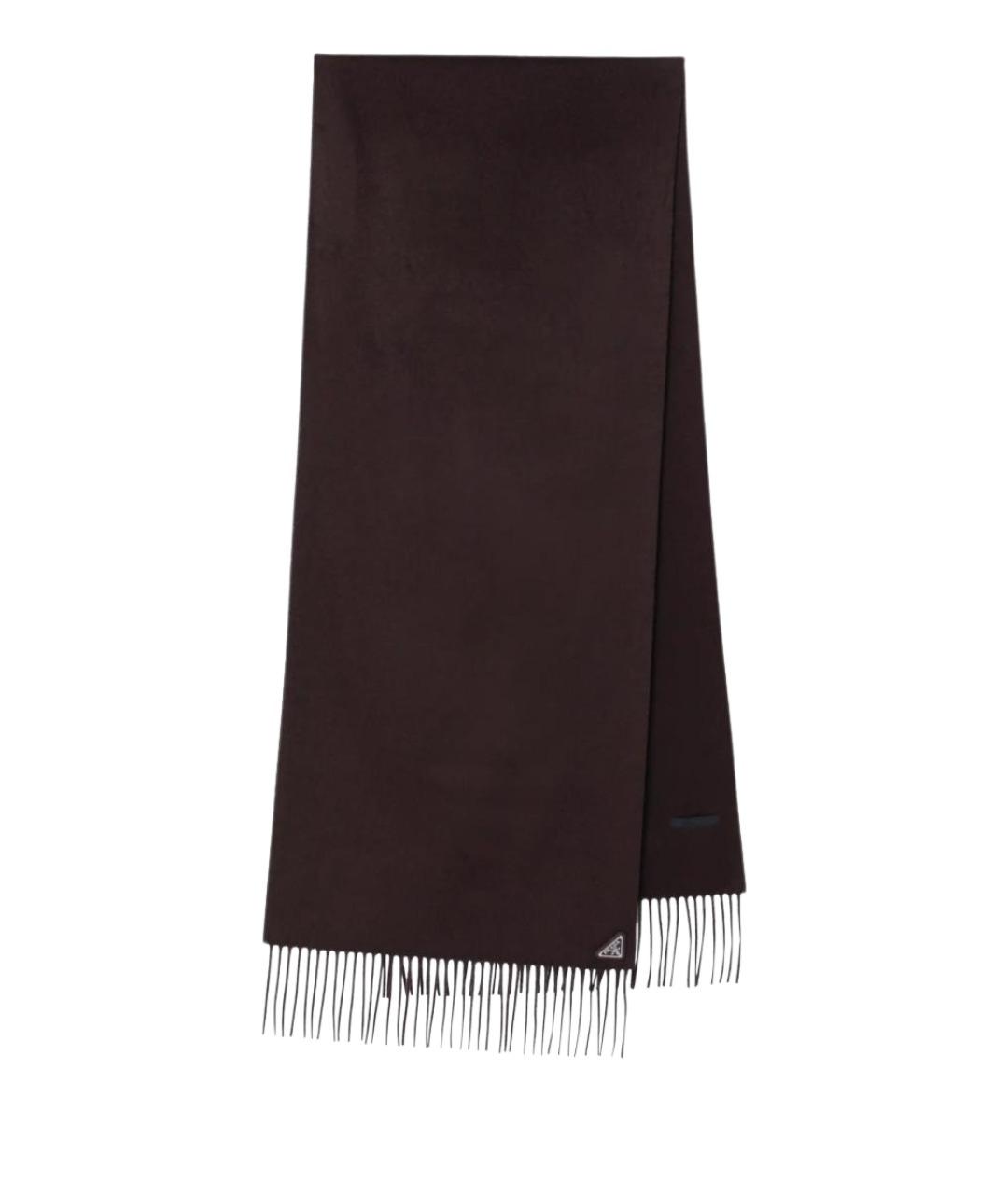 PRADA Коричневый кашемировый шарф, фото 1