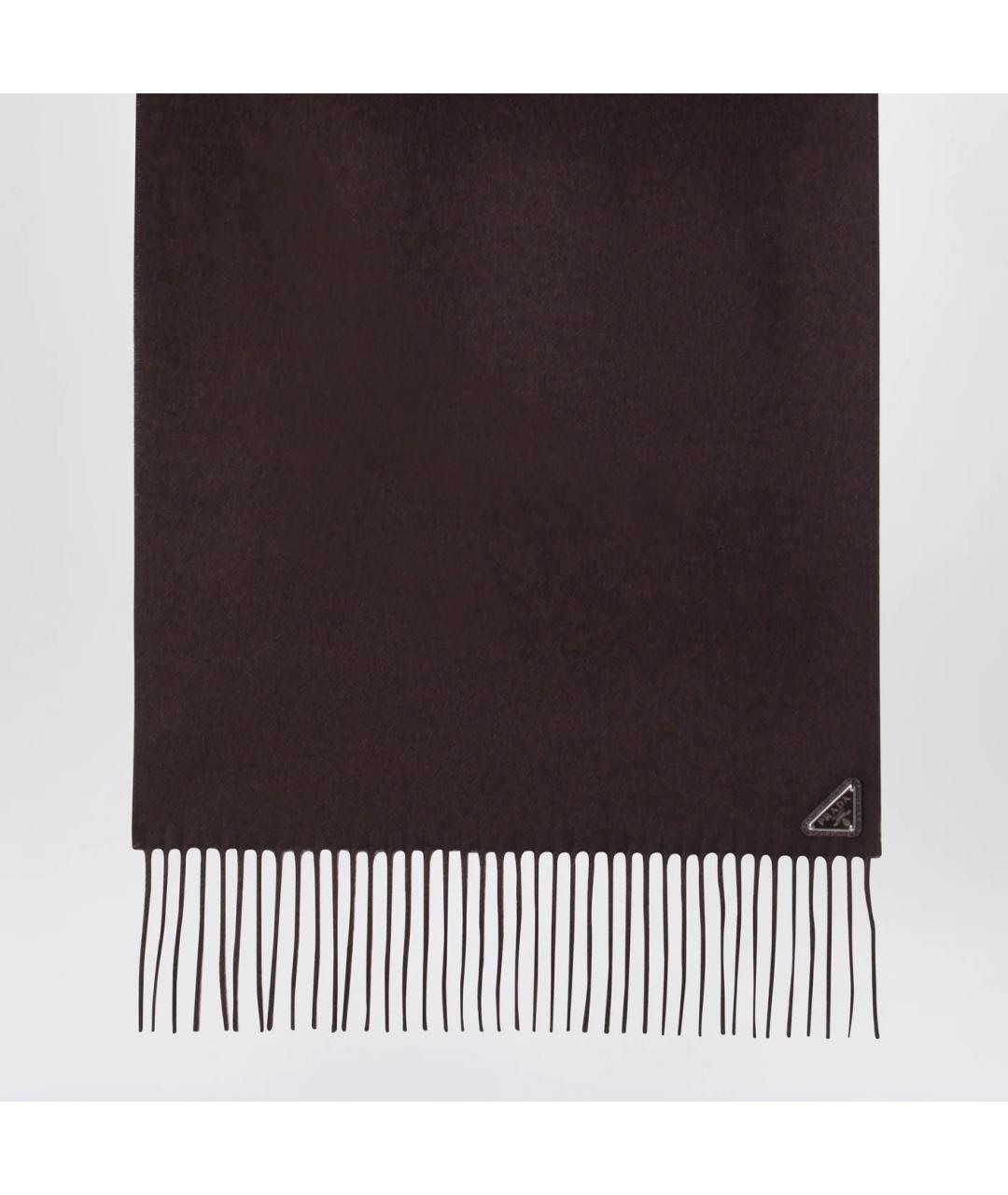 PRADA Коричневый кашемировый шарф, фото 2