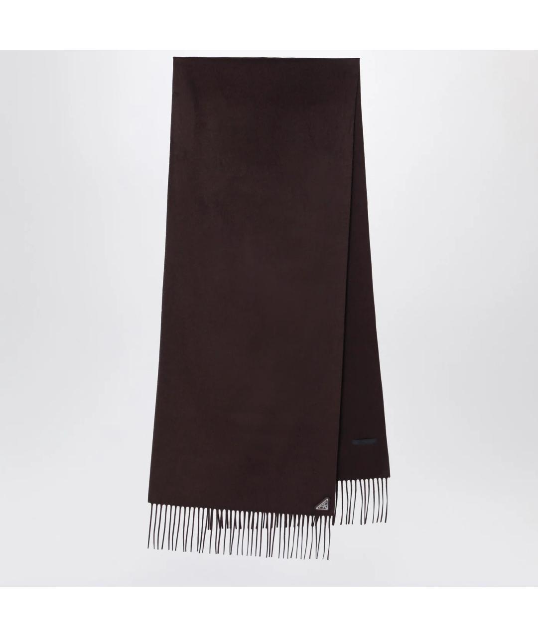 PRADA Коричневый кашемировый шарф, фото 3