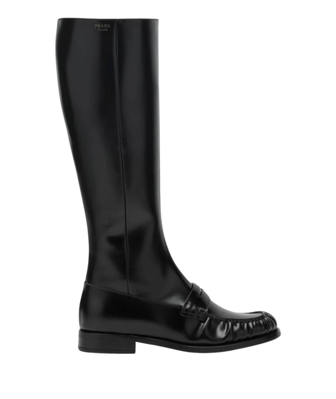 PRADA Черные кожаные сапоги, фото 1