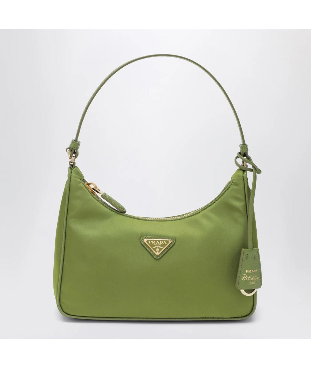 PRADA Зеленая тканевая сумка с короткими ручками, фото 3