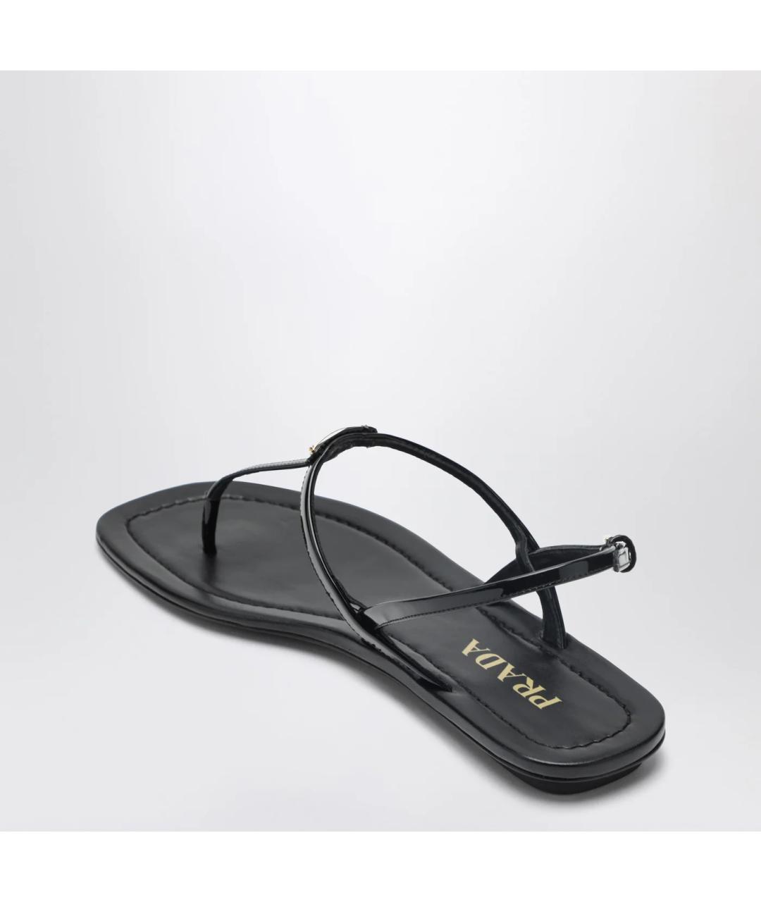 PRADA Черные сандалии из лакированной кожи, фото 2