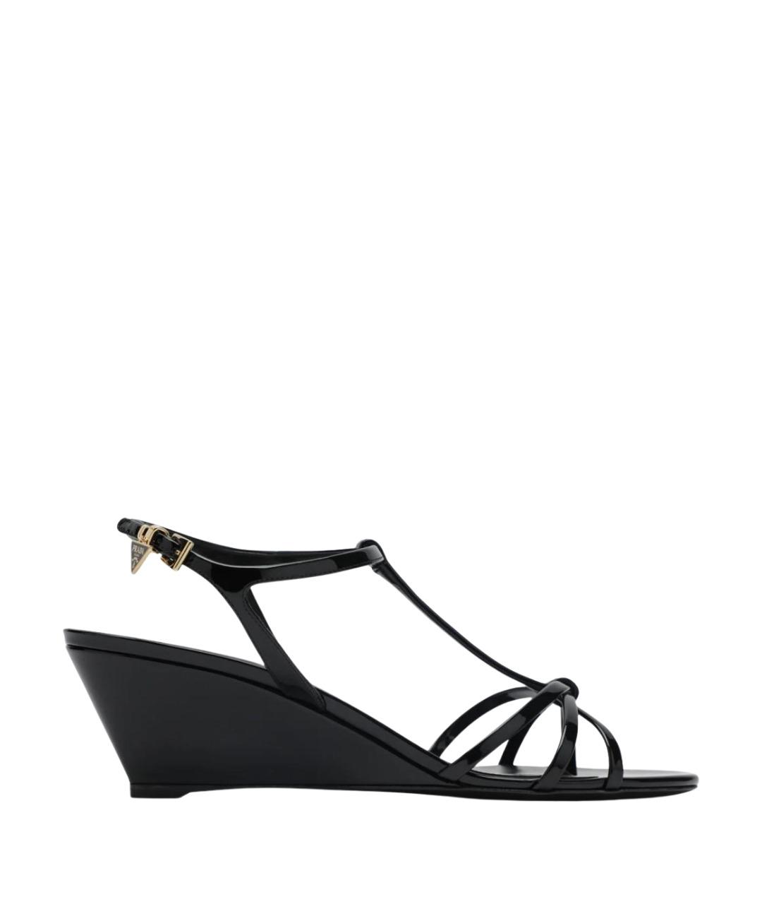 PRADA Черные кожаные босоножки, фото 1