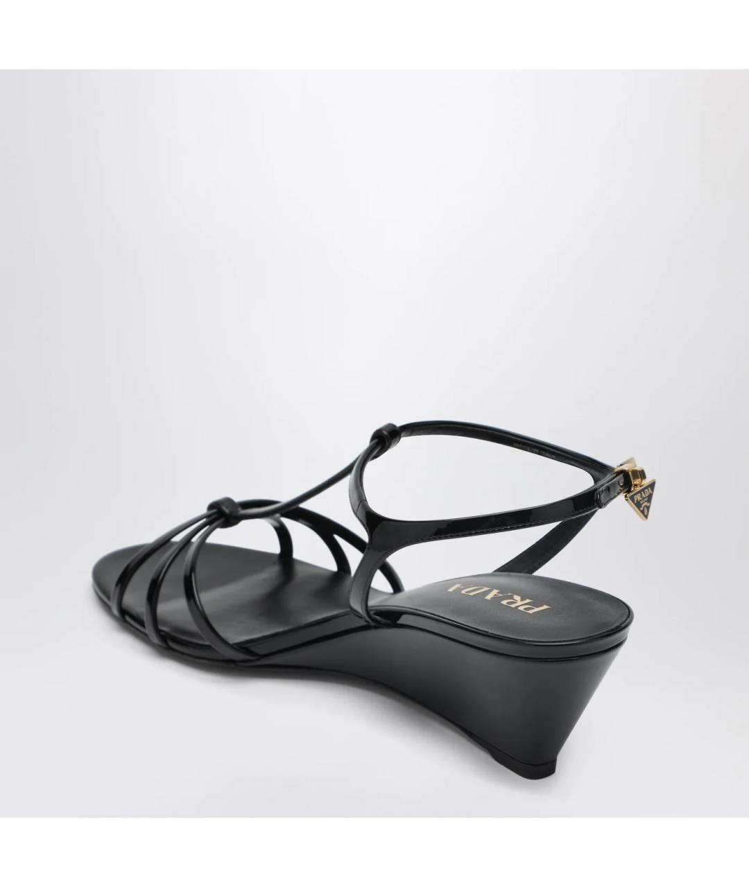 PRADA Черные кожаные босоножки, фото 2