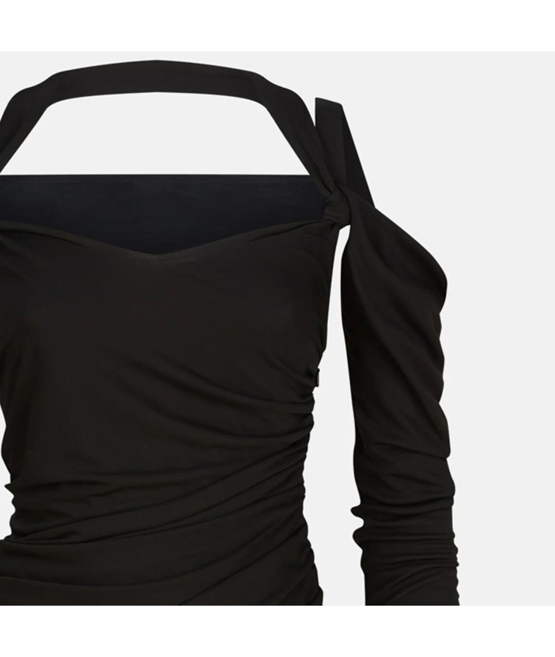 THE ATTICO Черное вискозное коктейльное платье, фото 2