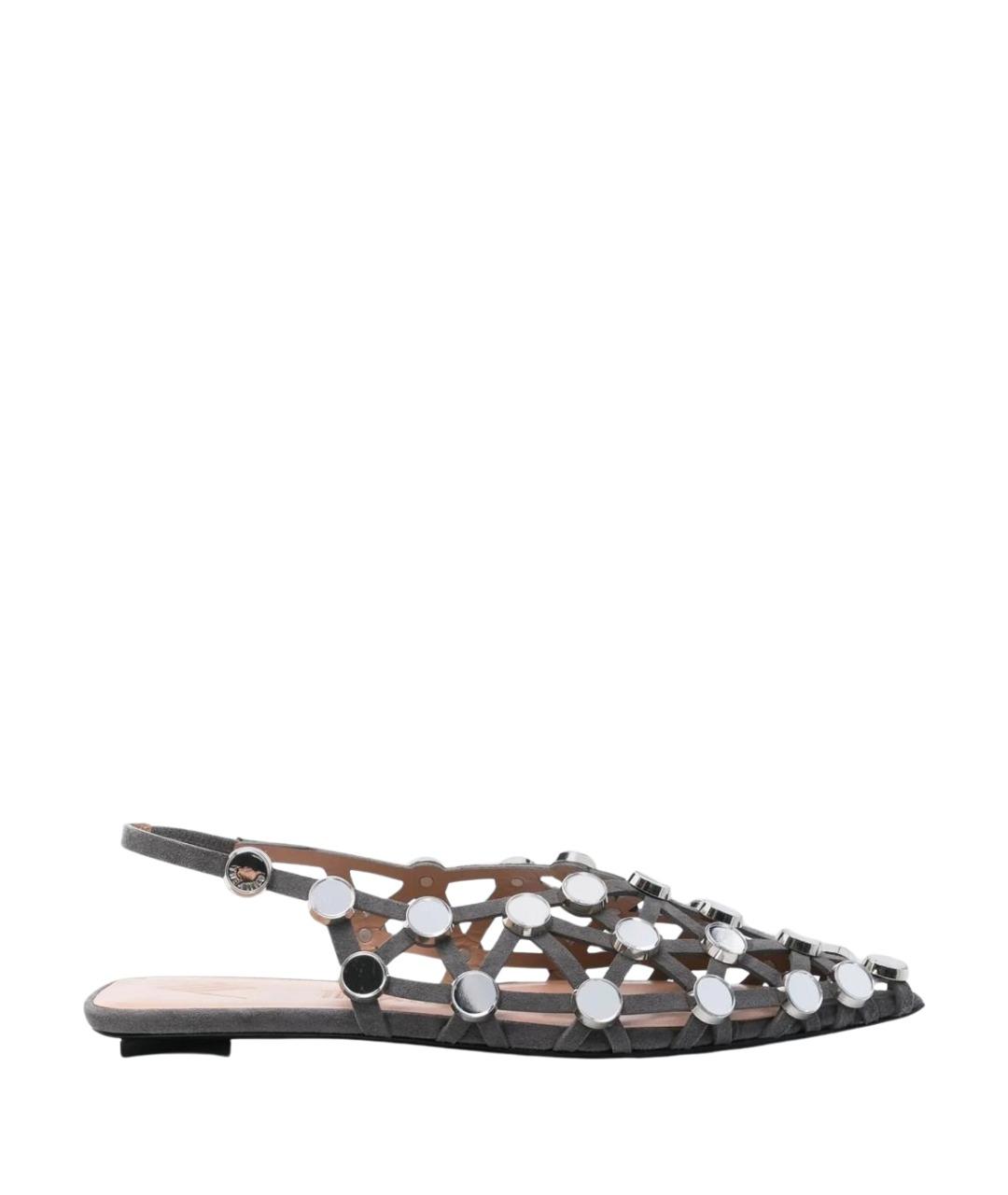 THE ATTICO Серые замшевые балетки, фото 1