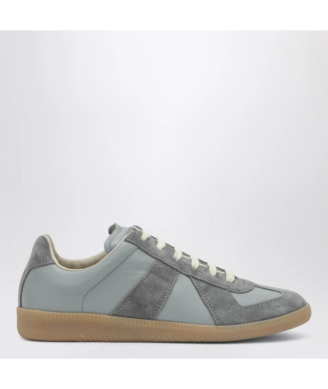 MAISON MARGIELA Серые кожаные кроссовки, фото 3