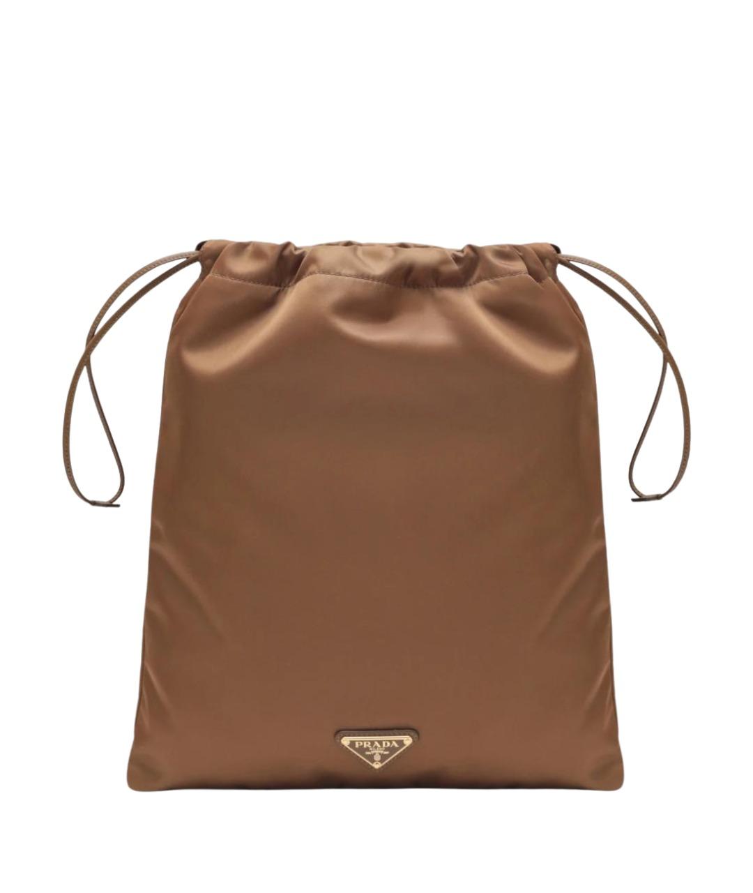 PRADA Коричневая тканевая сумка с короткими ручками, фото 1