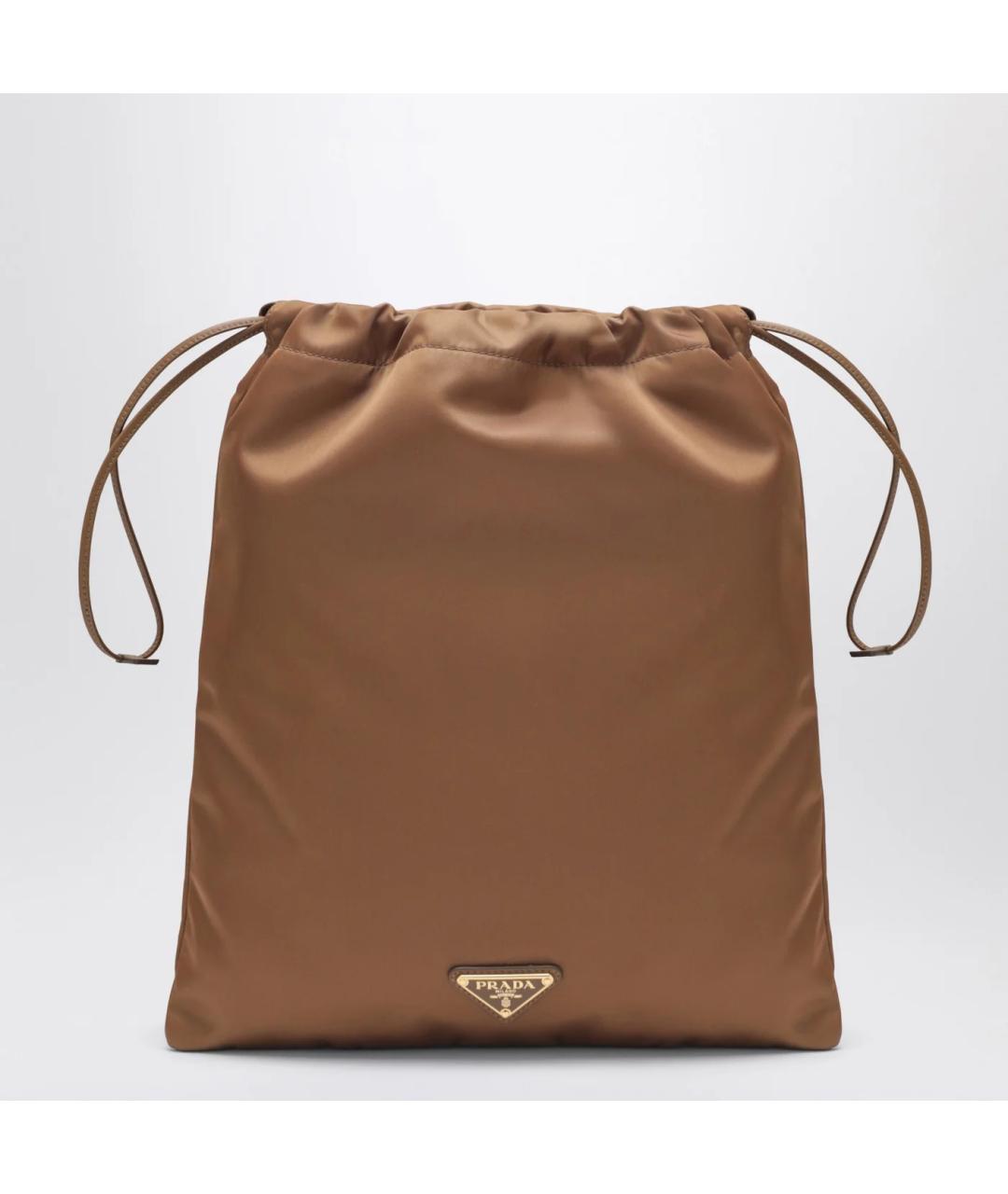 PRADA Коричневая тканевая сумка с короткими ручками, фото 3