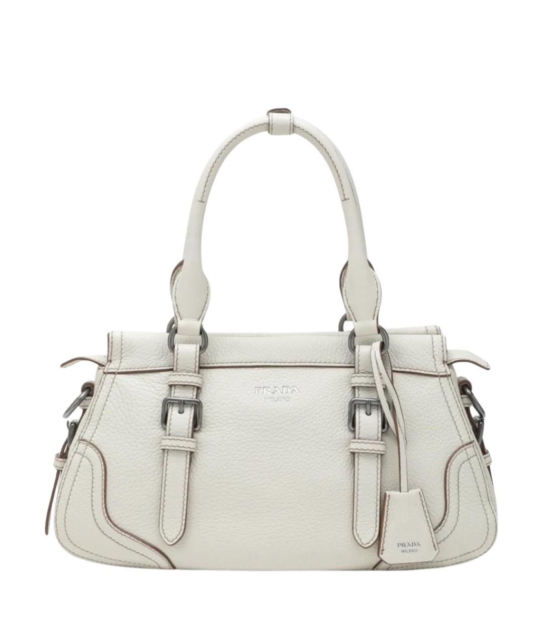 PRADA Белая кожаная сумка через плечо, фото 1