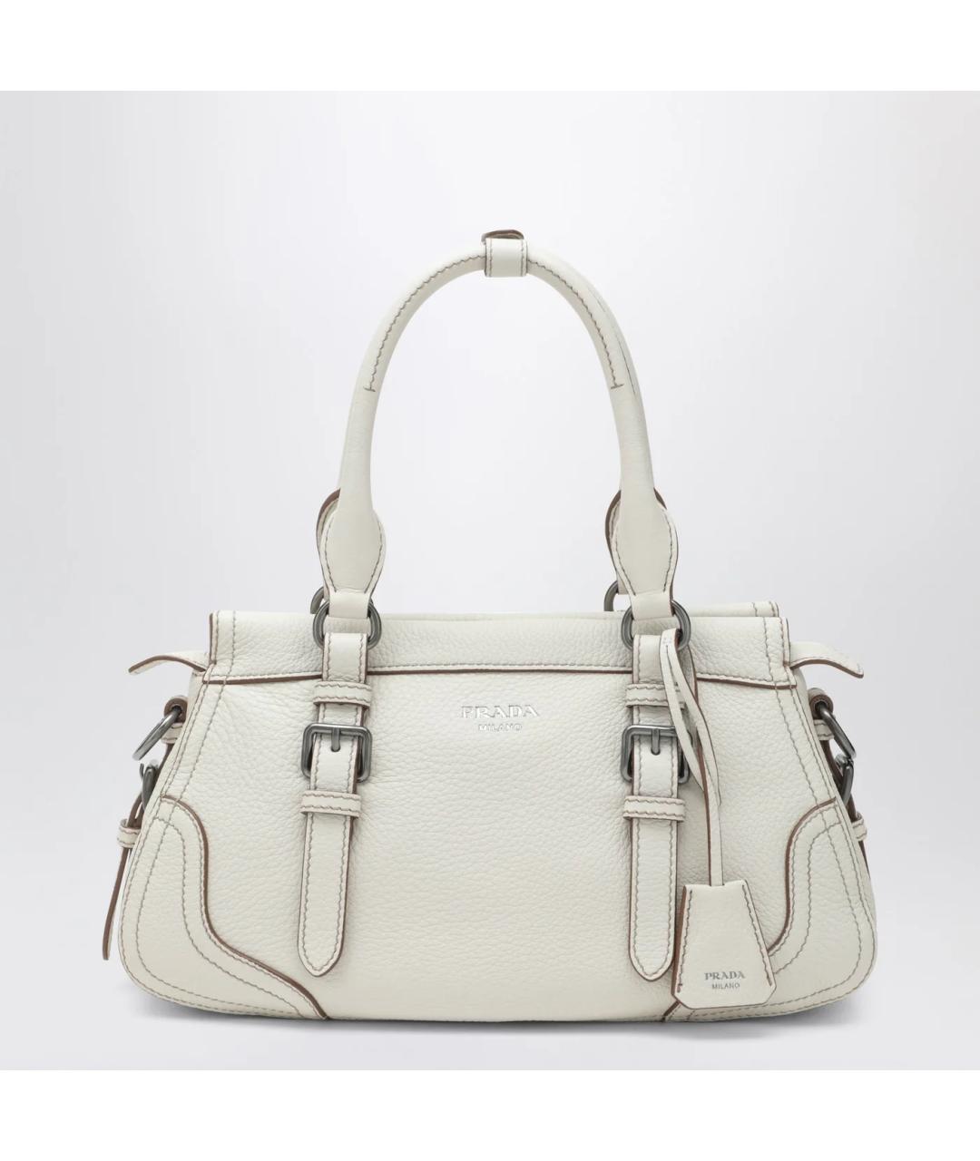 PRADA Белая кожаная сумка через плечо, фото 3