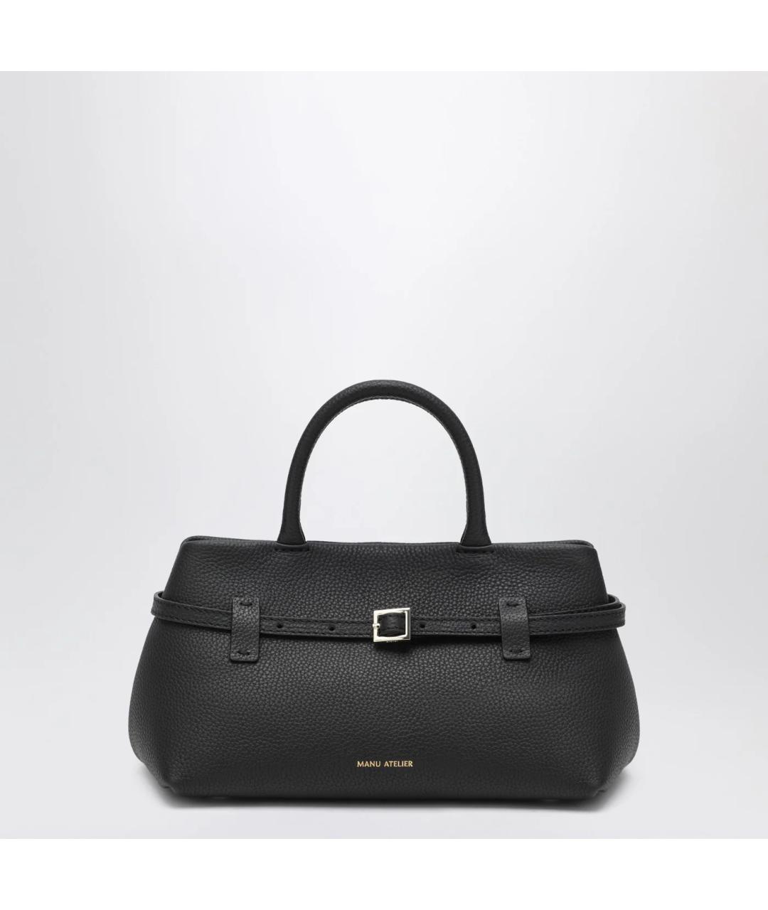 MANU ATELIER Черная кожаная сумка тоут, фото 3
