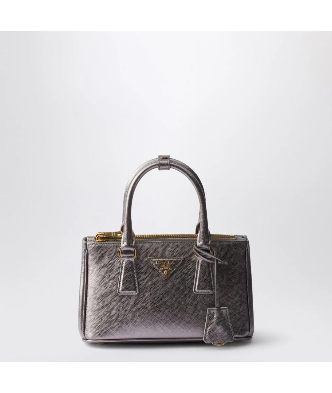 PRADA Серая кожаная сумка тоут, фото 3