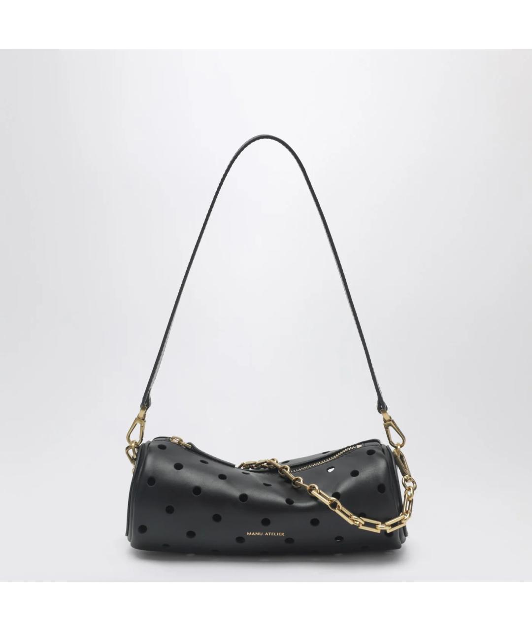 MANU ATELIER Черная кожаная сумка через плечо, фото 3