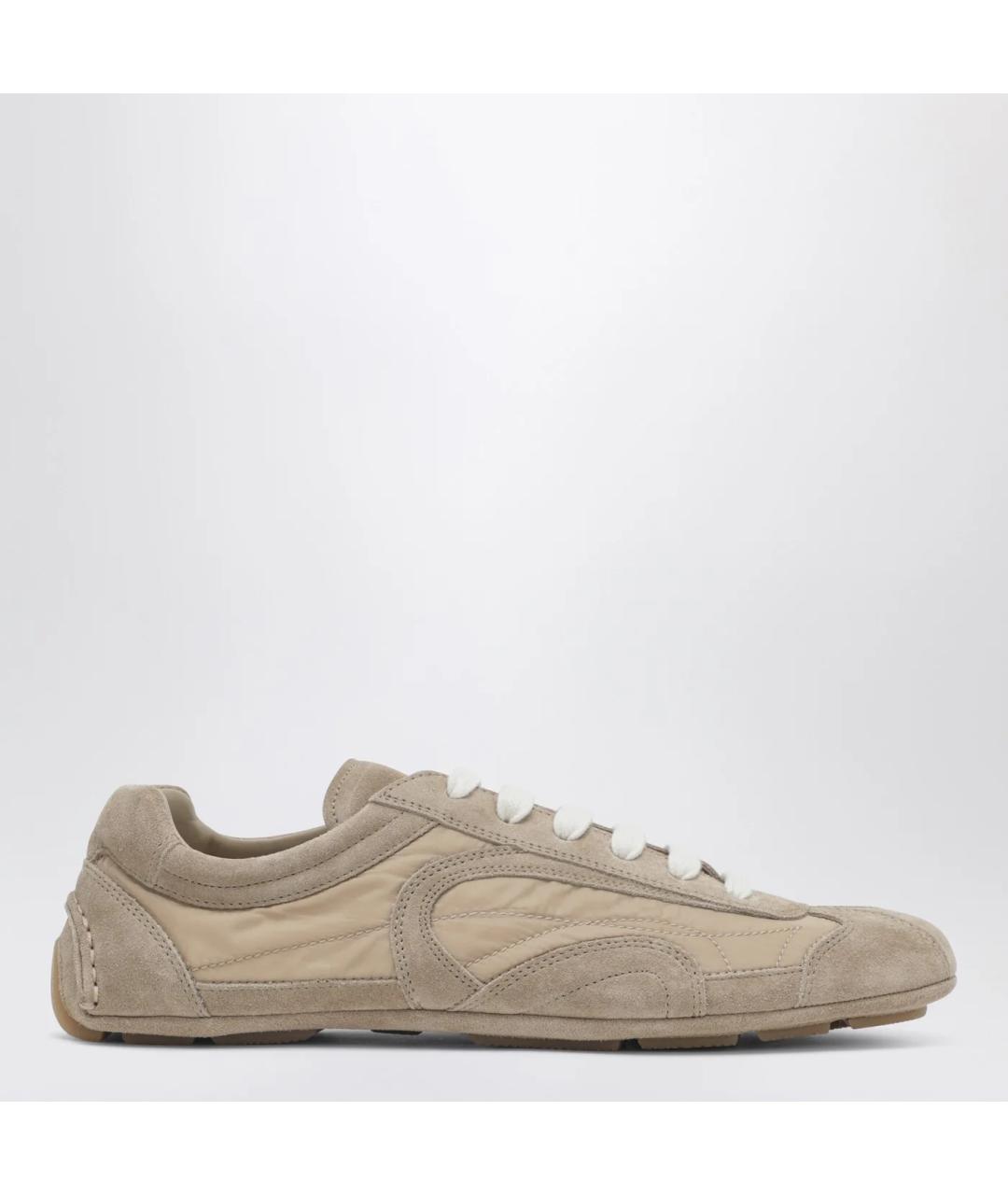 PRADA Бежевые замшевые кроссовки, фото 3