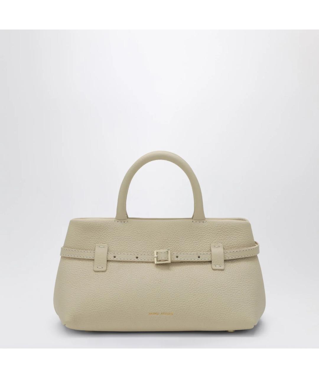 MANU ATELIER Бежевая кожаная сумка тоут, фото 3
