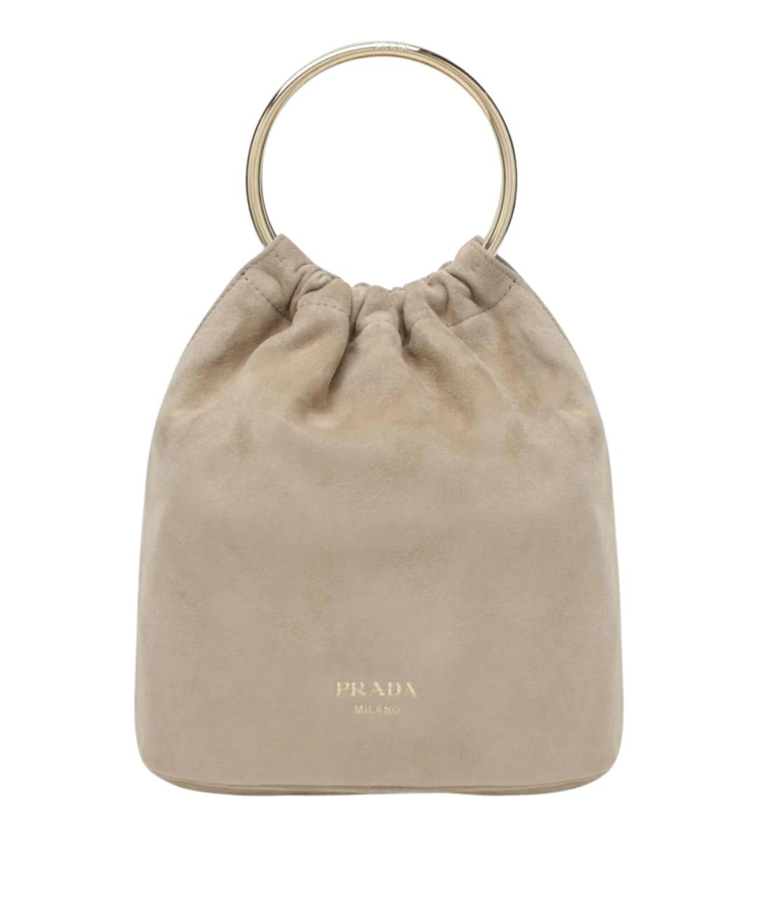 PRADA Бежевая замшевая сумка с короткими ручками, фото 1