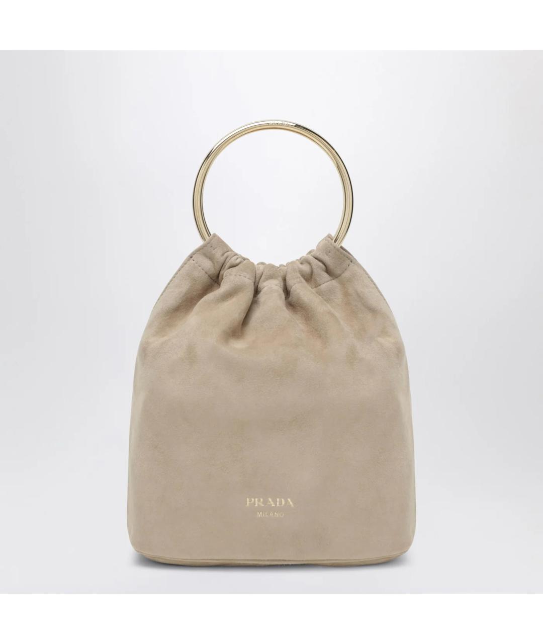 PRADA Бежевая замшевая сумка с короткими ручками, фото 3