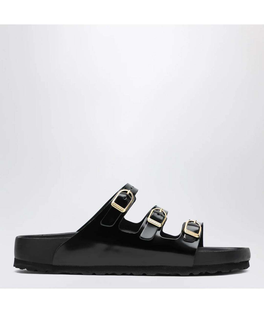 BIRKENSTOCK Черные шлепанцы из лакированной кожи, фото 3